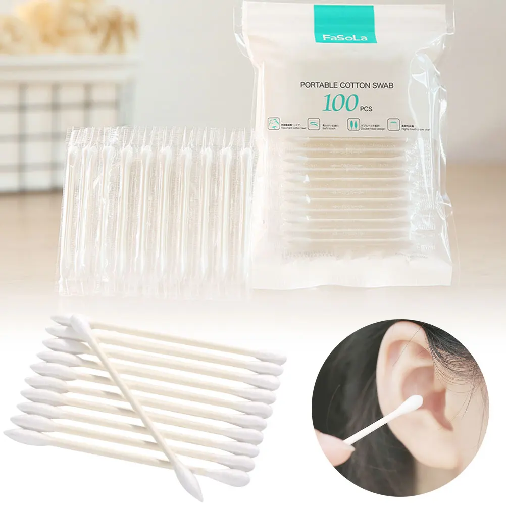 500pcs Cotton Swab Disposable Double Head Makeup Supplies Ear Cleaning