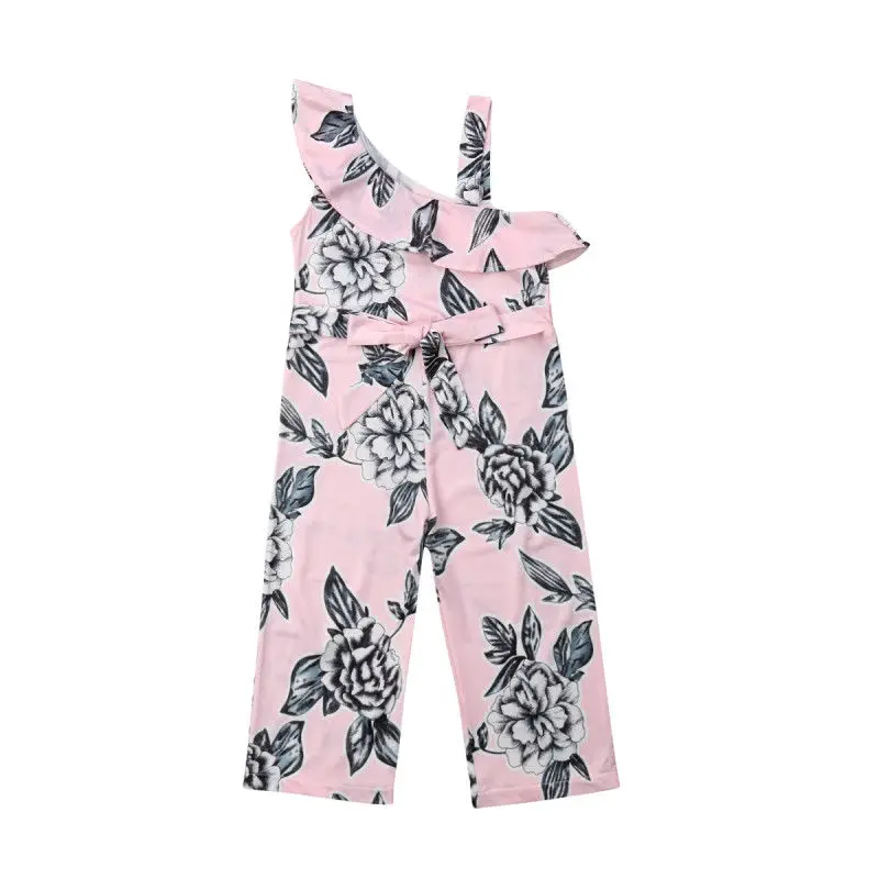 2 7Y Fashion Toddler Kids Baby Girl One Shoulder Floral Romper Jumpsuit