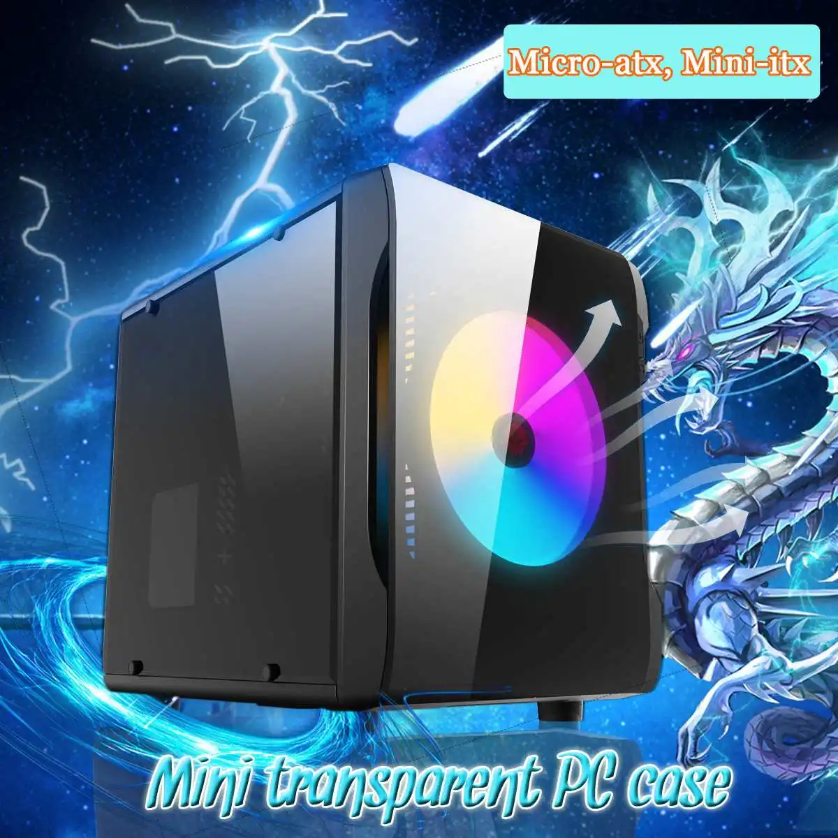 

250X255mm Mini Transparent PC Case Gaming Tower Under Medium And Small Boards For ITX Motherboards Vertical Dust-Proof Frame
