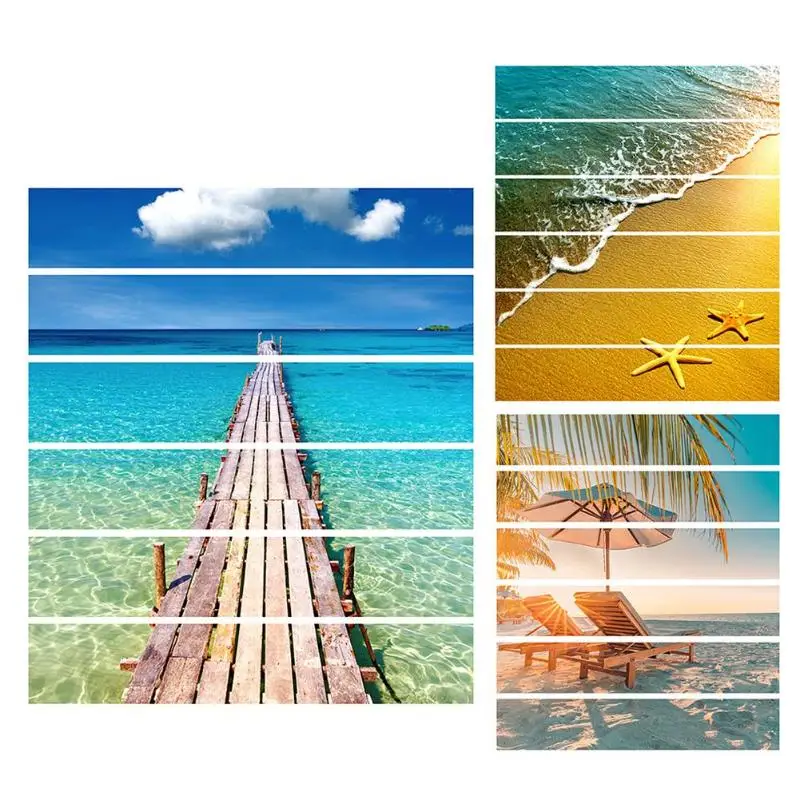 

6pcs Beach Wharf PVC Waterproof DIY Removable Self-adhesive Corridor Stairs Stickers Tile Stairway Decorated Wall Floor Decals