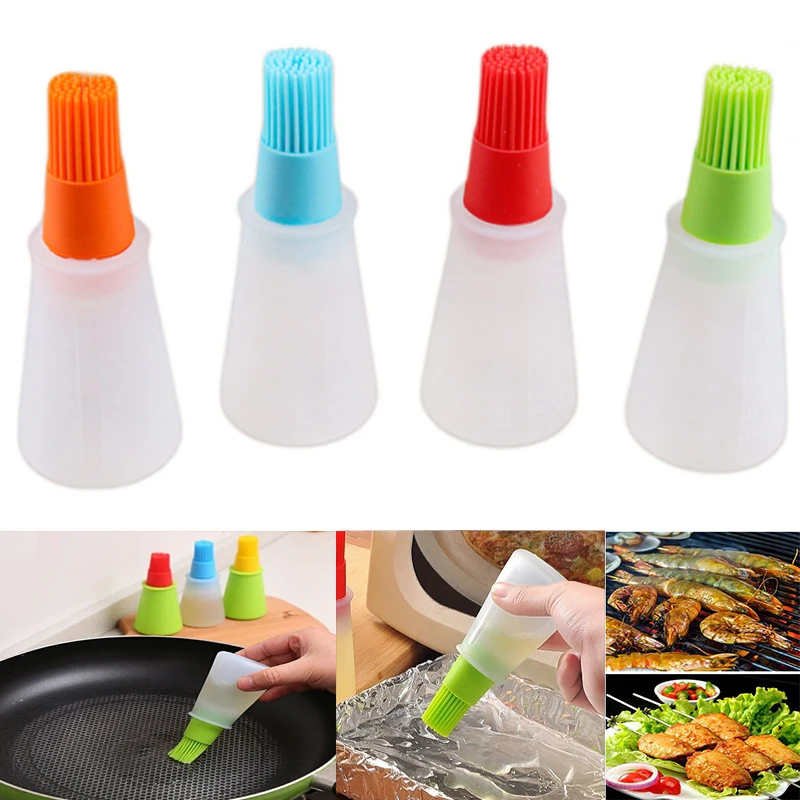 

1PC BBQ Grill Oil Bottle Brushes Heat Resisting Silicone BBQ Basting Oil Brush Pastry Oil Brushes BBQ Utensil Basting Brush