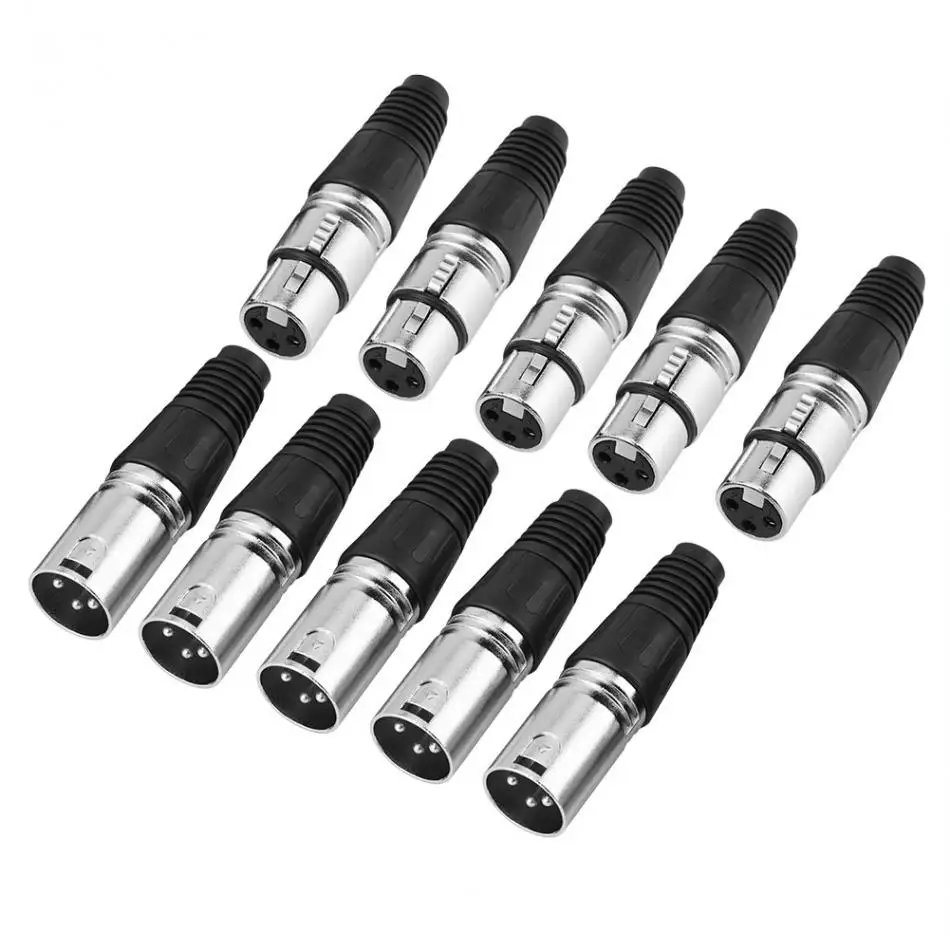 

5 Pairs of Male Plug + Female Jack 3 Pin XLR Microphone Cable Connector Mic Adaptor 2018 new style