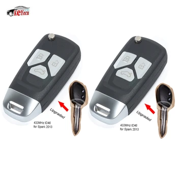 

KEYECU 2 Pcs Upgraded Flip Replacement Remote Key Fob 433MHz ID46 Chip for Chevrolet Spark 2013