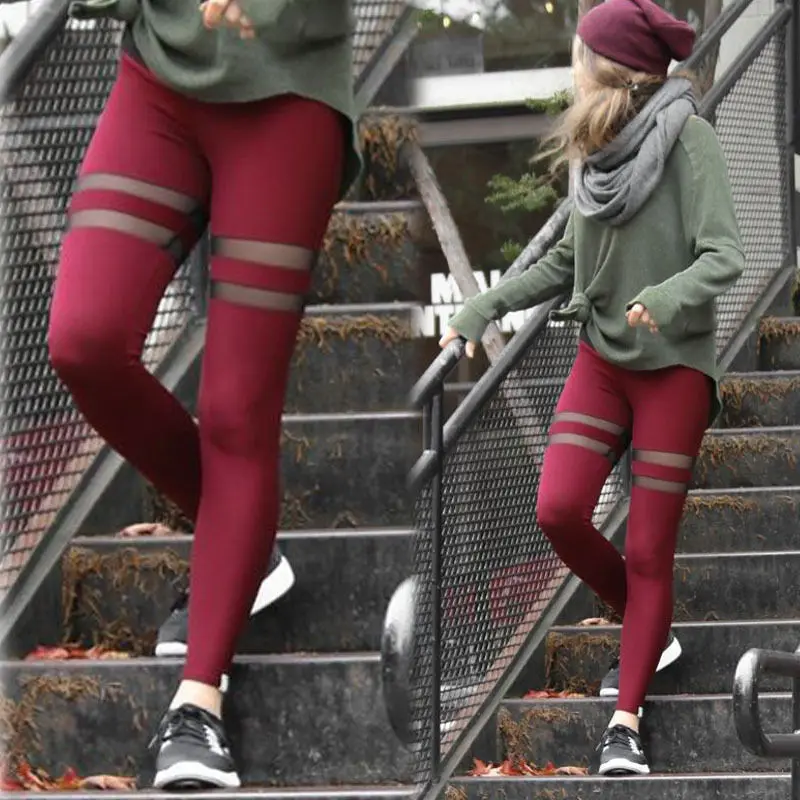 

Women Yoga Pants Mesh Patchwork Skinny Slim Trouser Workout Leggings Fitness Pencil Pant Stylish Womens Running Sports Pants