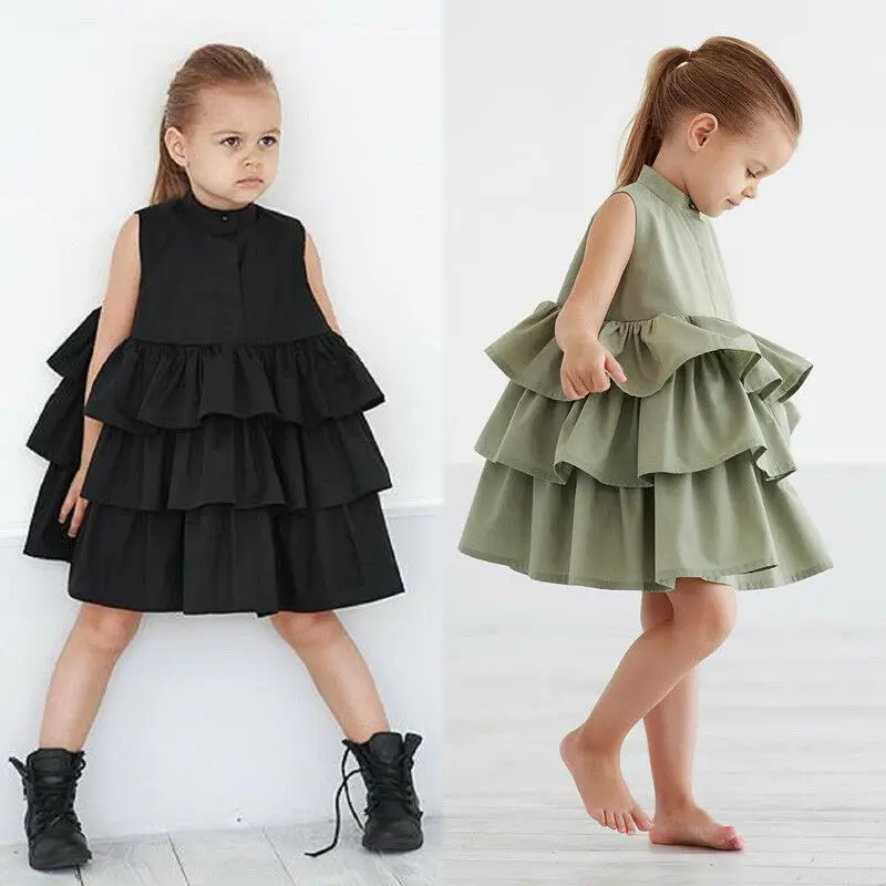 

Brief Toddler Children Kids Baby Princess Ruffle Tutu Princess Formal Dresses Party Girls Sleeveless Clothes