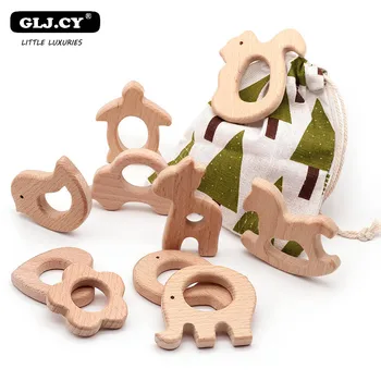 

20pcs Mixed Baby Wooden Teeth Cute Animal Teeth Care Flower Car Shape Natural Elm DIY Baby Pacifier Chain Pendant Toy