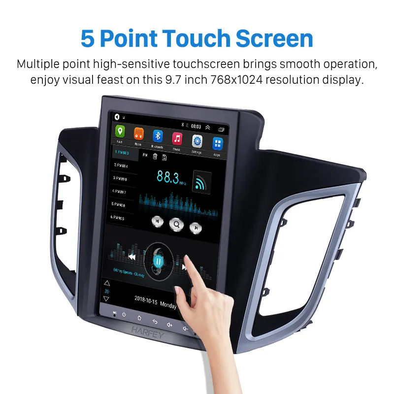 Cheap Harfey Car Multimedia Player 9.7" 4G LTE Car Radio for 2014 2015 Hyundai IX25 Android 9.1 GPS Navigation Rearview Camera DVR 4