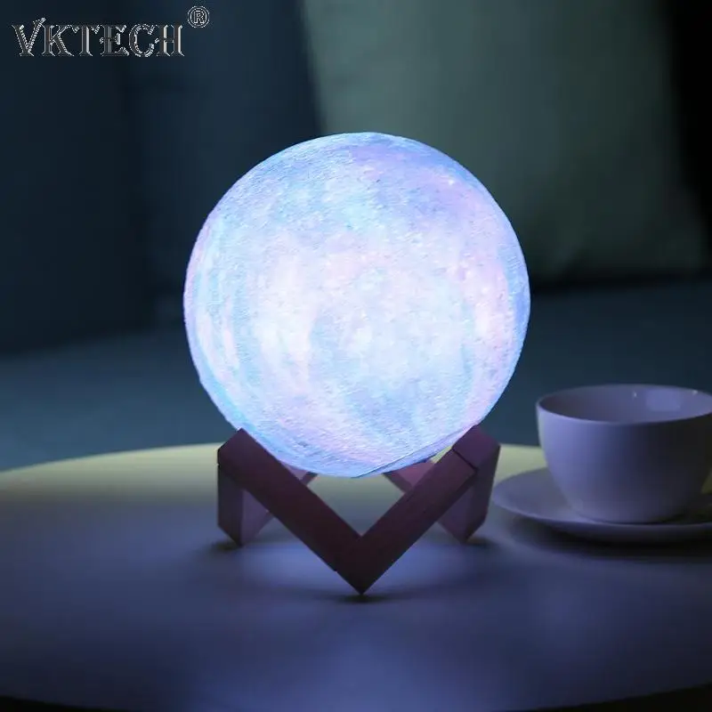 

3D Print LED Moon Lamp 16 Colors Touch Switch Remote Control LED Starry Light USB Rechargeable Bedroom Night Light Decor Gift
