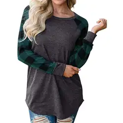Модная блузка для женщин 2019 Осень Зима Кофты повседневное лоскутное Свободный Топ, рубашка с длинным рукавом Толстовка женская верхняя