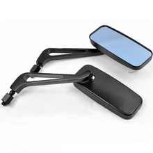 2pcs Universal Rectangle Motorcycle Rearview Mirrors Anti Glare Blue Glass for Bike Cruiser Softail Sportster mz universal motorcycle aluminium diamond cnc rearview anti glare mirrors silver blue