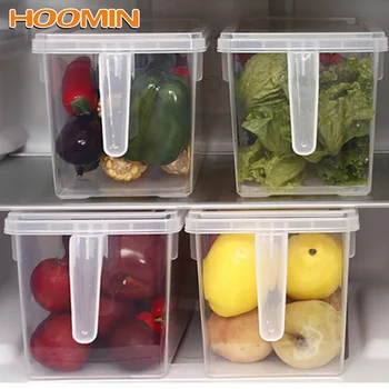

HOOMIN Refrigerator Storage Boxes Sealed Crisper Kitchen Transparent PP Storage Box Food Container with Lid For