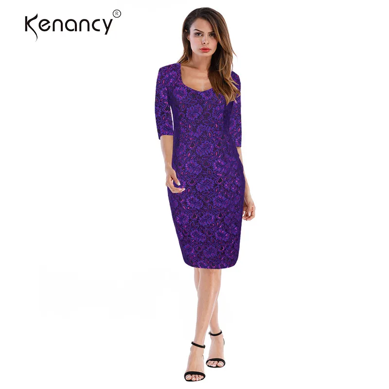

Kenancy 4XL Plus Size Lace Crochet Dress Women Sexy Square Collar Long Sleeve Cocktail Prom Gown Party Skater Dress