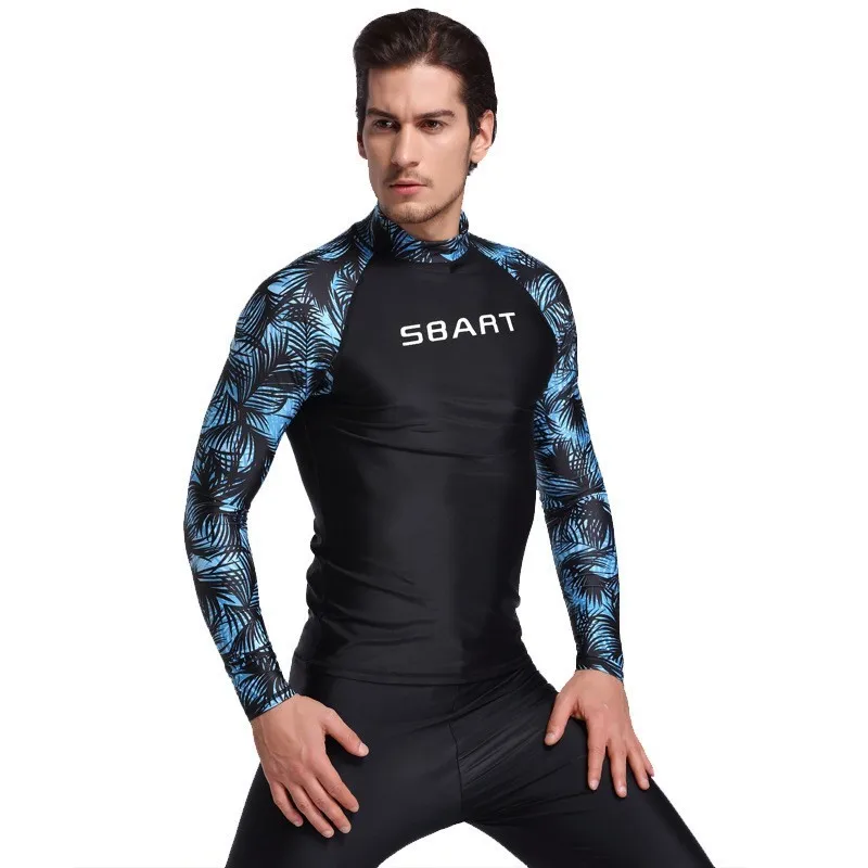 Мужская компрессионная футболка Rashguard для плавания с длинными рукавами и УФ