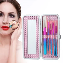 5 шт. инструмет для удаления черных точек комплект Нержавеющая сталь комедонов Удаление прыщей лица с очищающим средством для кожи инструменты