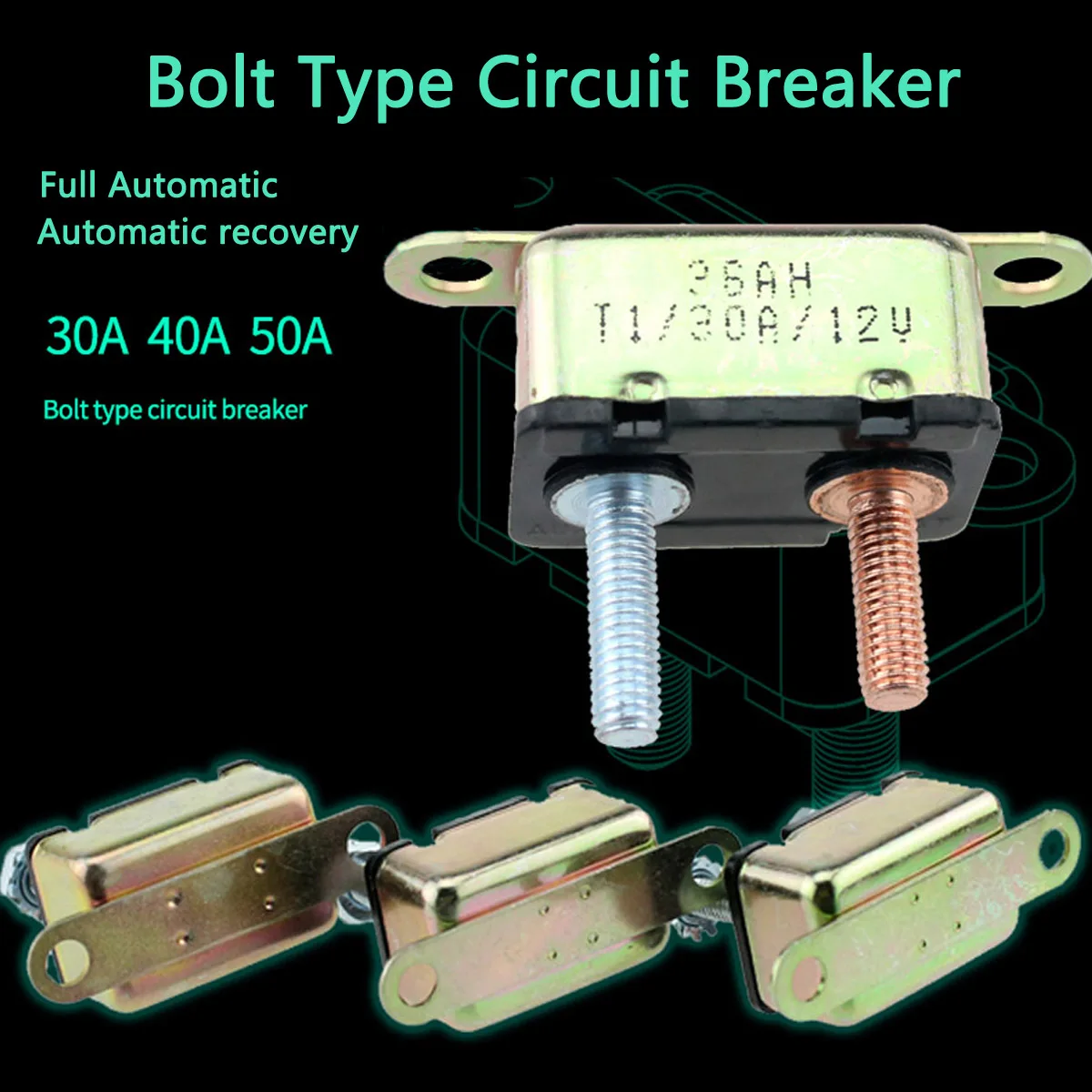 30/40/50A автоматический сброс автоматический выключатель 12 В/24 В водонепроницаемый металлический автоматический предохранитель сброса шпилька короткий стоп болт автоматический выключатель для автомобиля лодки