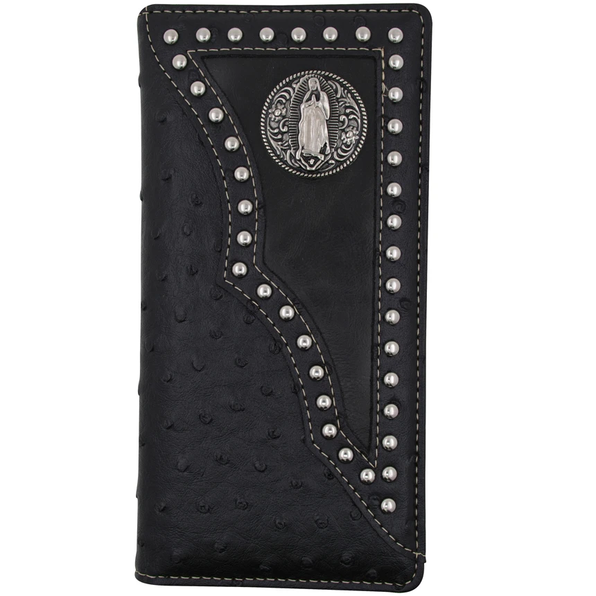 AFONiE-Western Ostrich Pattern Credit Card/Check Book Holder Black Color Wallet |