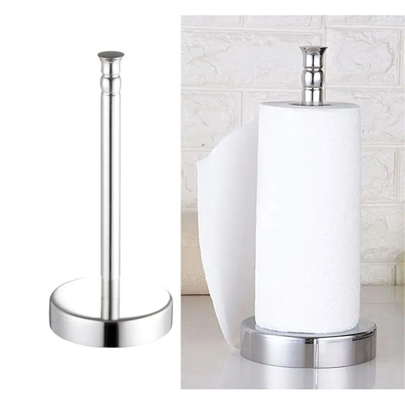 1pc Paper Towel Holder Anti Slip Simply Stainless Steel Standing