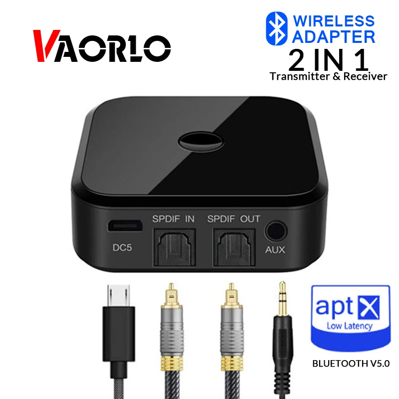 VAORLO APTX HD Senza Fili Trasmettitore Ricevitore Audio Bluetooth 5.0 Wireless Adapter 3.5 millime