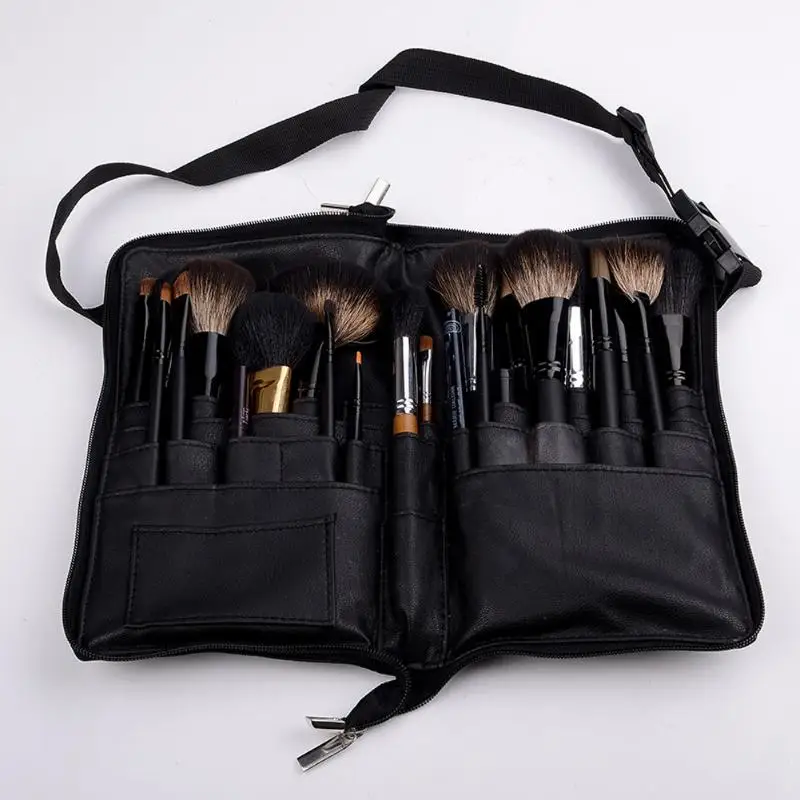 

Black Makeup Bag Professional Organizer Makeup Brushes Shoulder Case Travel Cosmetic Bag Large Capacity Storage Art Tool Bag