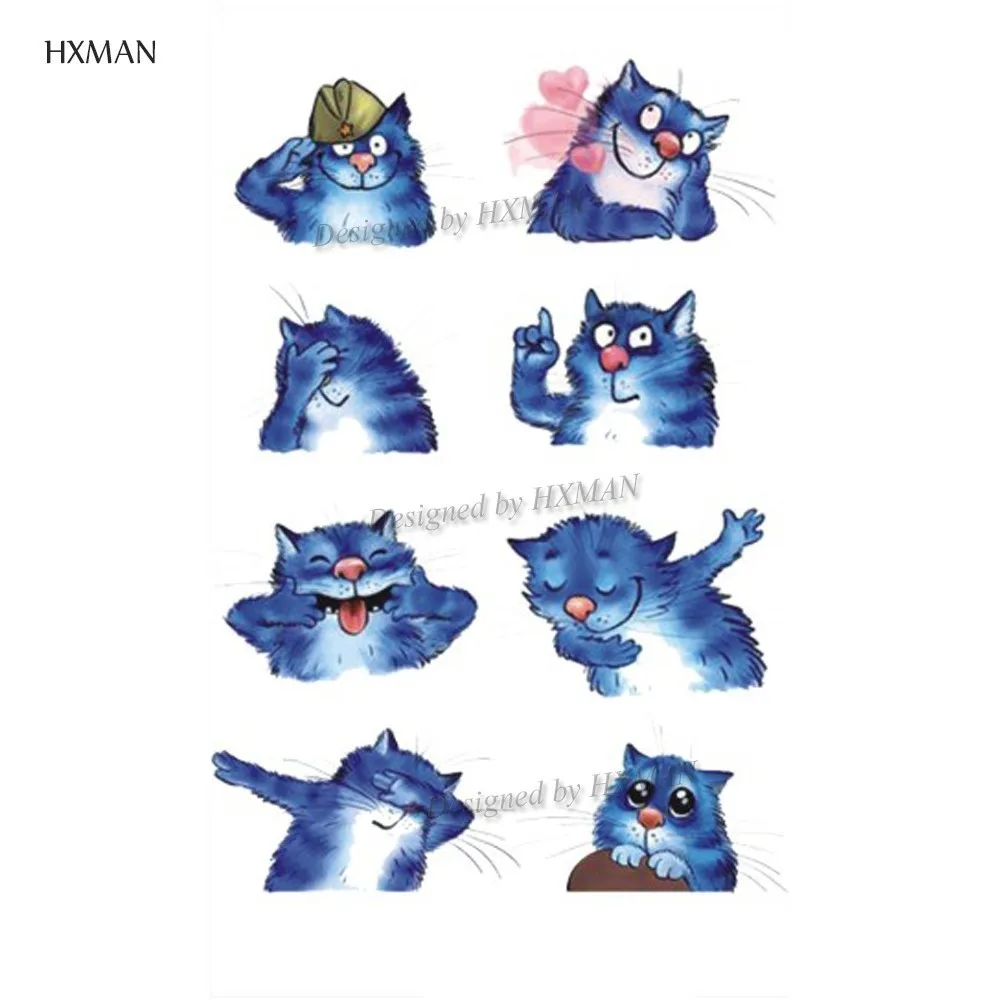 

HXMAN Cat Animal Temporary Tattoo Sticker Waterproof Women Fashion Fake Body Art 9.8X6cm Kids Hand Tattoos A-377