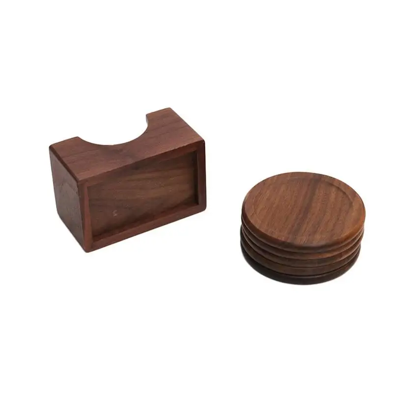 6 قطعة الجوز طقم قواعد أكواب جولة خشبية القهوة فنجان شاي سادة طاولة طعام بوثولدير الكلاسيكية الجدول حصيرة كوستر المنزل المطبخ المنتجات