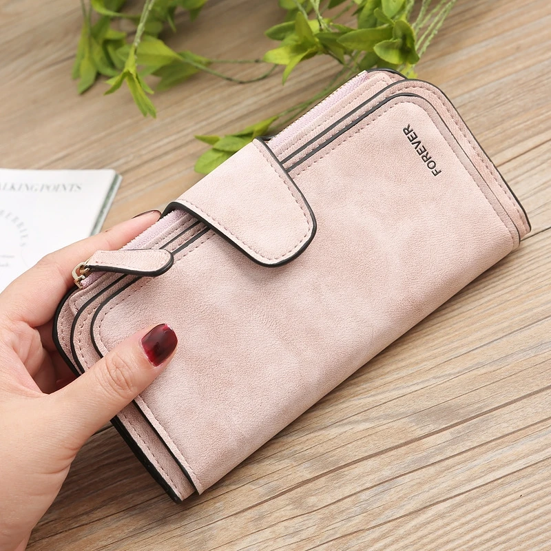 

Korean Version Simple Wallet Female Long Section Buckle 30% Fashion Wallet Multi-Card Large Capacity Ladies Clutch Bag