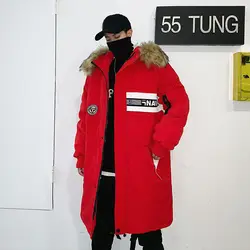 2018 мужской пуховик Зимняя Толстая теплая меховая куртка пальто мужская с капюшоном мужской меховой воротник пальто карманная мужская