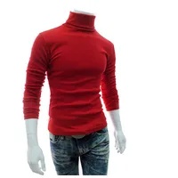 2018 Новый осень-зима Для мужчин свитер Для мужчин водолазка одноцветное Цвет свитер для повседневной носки Для мужчин Slim Fit брендовые трикотажные пуловеры
