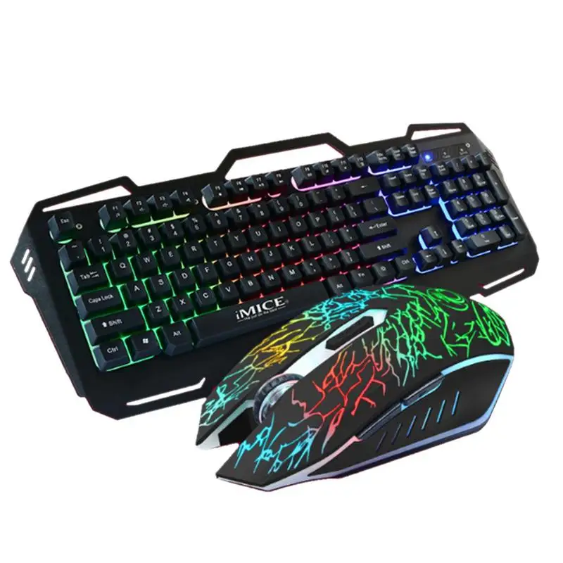 

Backlight Mechanical Gaming Keyboard Mouse Set Waterproof Wired USB 1600Dpi For Office Home Game With Hand Holder Mouse Pad