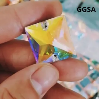 

1000pcs Top Quality 16mm Square Flatback Rhinestone Buckle DIY Clothes & Accessories Headwear Parts 2 holes Sew on Glass Crystal