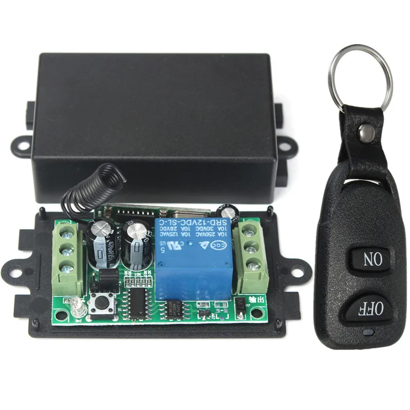 

DC 12V 10A 1CH 433MHZ Wireless Remote Control Switch System Receiver Transmitter 1 CH 2 Buttons Keys Learning Waterproof Remote