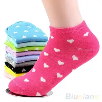 

5 Pairs Women Girls Cute Heart Ankle High Low Cut Casual Sport Cotton Socks
