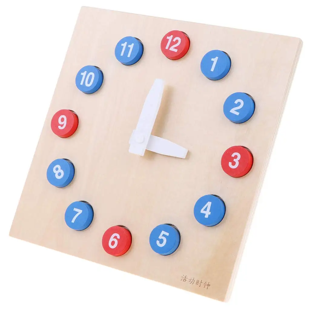 Montessori Mathematics Educational Materials Wooden Time Clock with 1 12 Number Blocks Puzzle Early Learning font