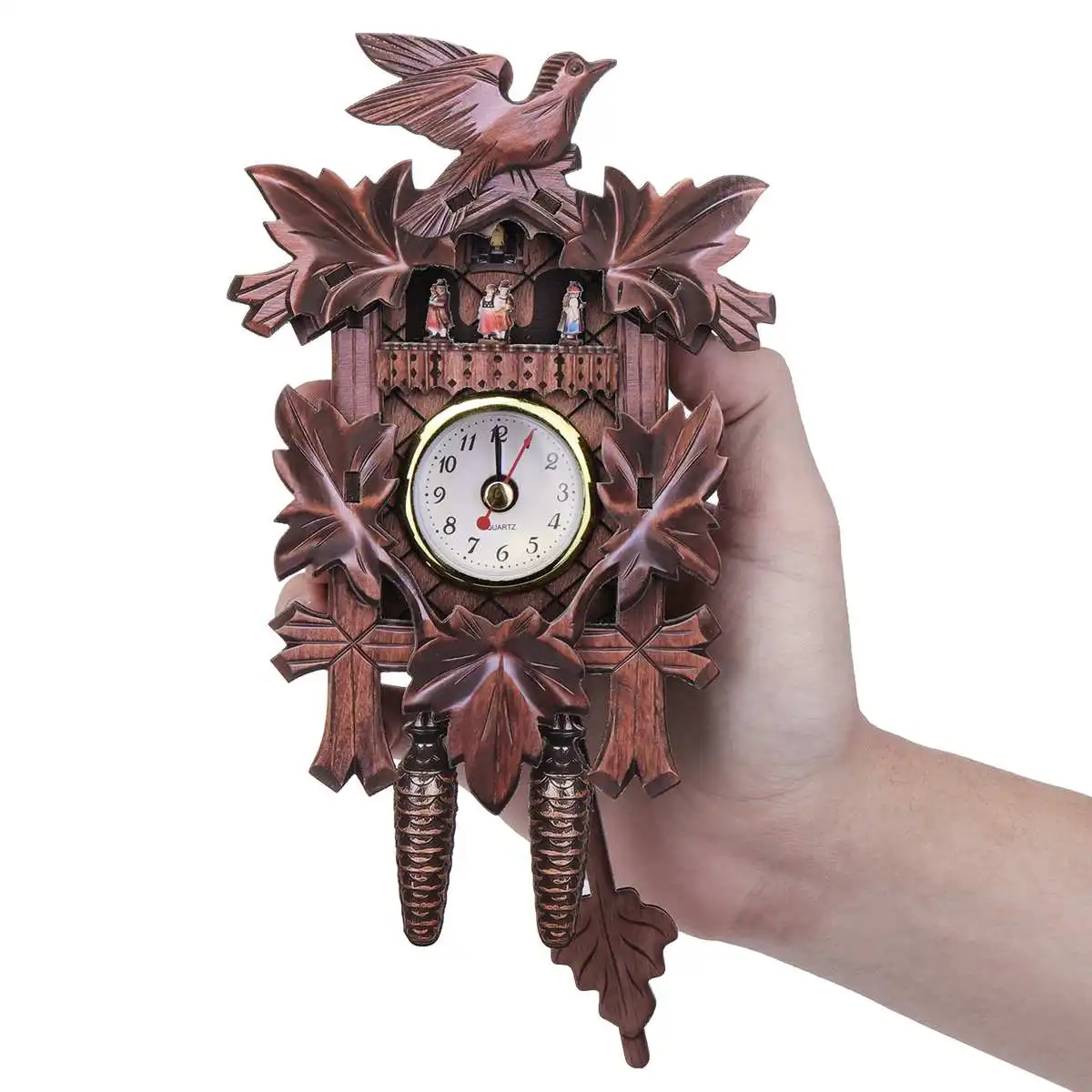 

House Garden Retro Pendulum Cuckoo Wall Clock Vintage Hanging Bird Wall Clocks For Home Decorations Art Wood Color Garden Clock