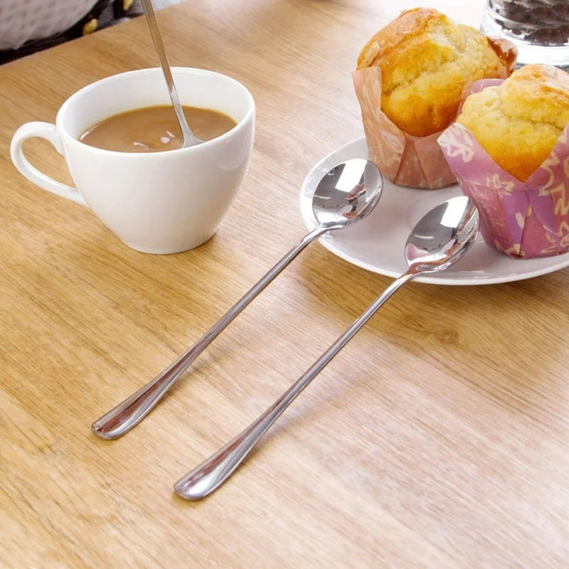 

Kitchen Cutlery Coffee Tool 1 Spoon Pc Tea Creative stainless steel spoon with long handle Green office coffee spoon