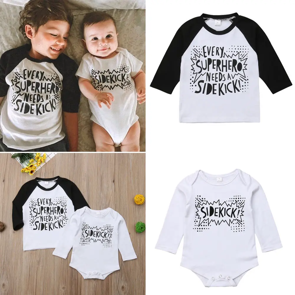 

Family Matching Cotton Clothes Big Brother T-shirt Little Brother Romper Outfits Set