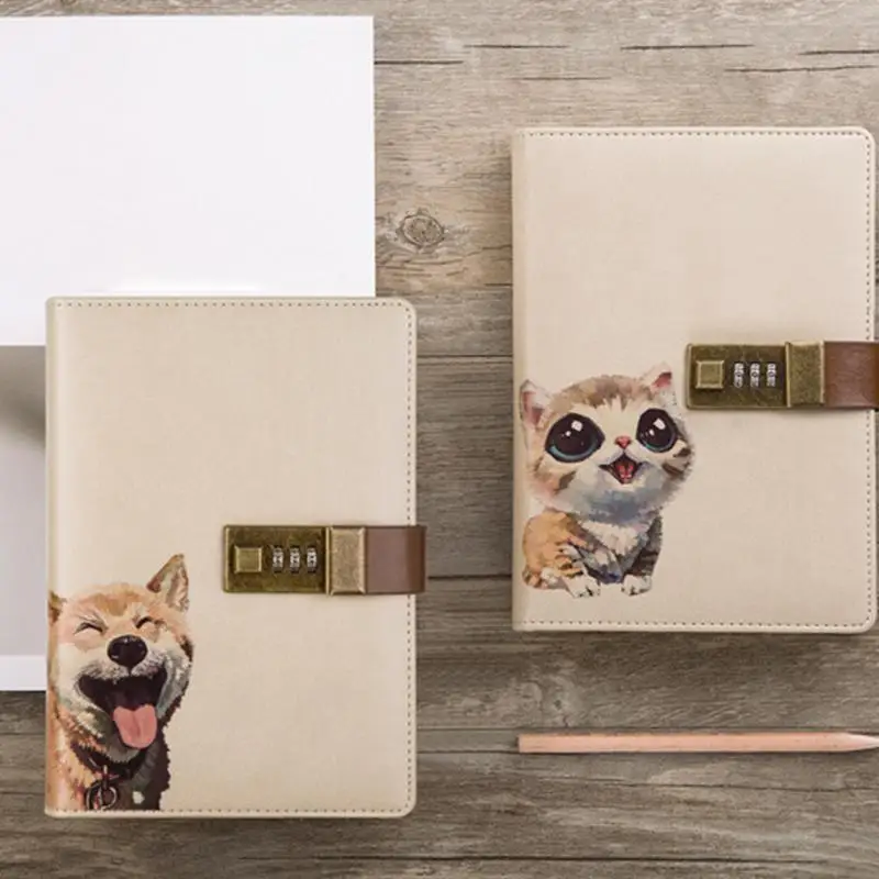 

2019 Locked Diary Cartoon Stationery Notebook Color Painted Multi-Function Innovative Six Pattern Anti-Theft