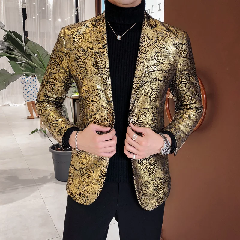 

Masculino Blazer Men Mens Floral Blazer Jacket Casual Streetwear Men Blazer Night Club Prom Tuxedo Formal Wear Slim Fit Blazer