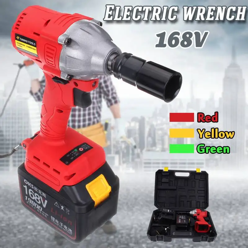 

220V-240V 19800mAh Cordless Brushless Electric Wrench Impact Socket Wrench Li Battery Hand Drill Power Tools With Fast Charger