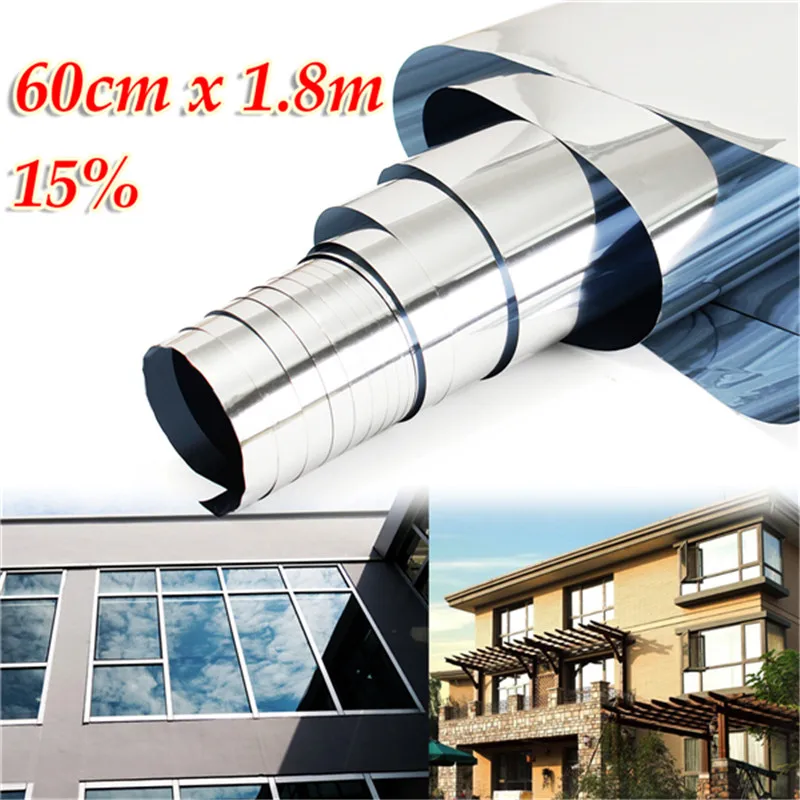 

60cmx1.8m Silver One Way Mirror Privacy Tinting Reflective 15 Percent Tint Window Film Durable Quality