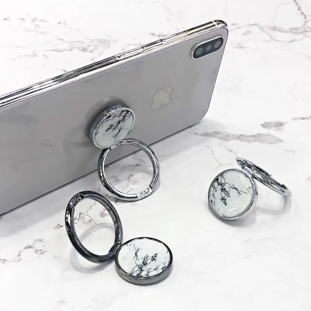 Novelty Luxury Marble Jelly Metal Phone Ring stand holder Sticker for iPhone iPad Huawei Universal cellphone accessories