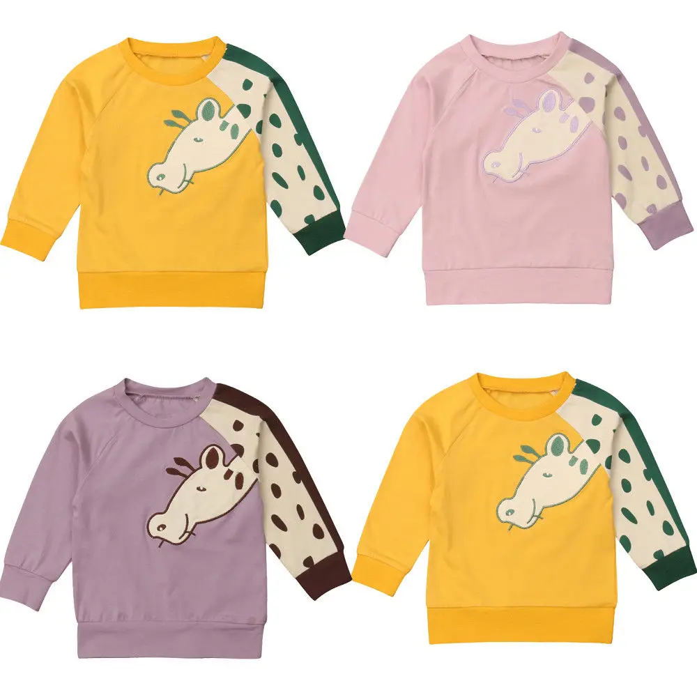 

6M-5Y Toddler Kids Baby Boy Girl Cartoon Giraffe Long Sleeve Pulover Hoodies Sweatshirt Tops Spring Autumn Clothes