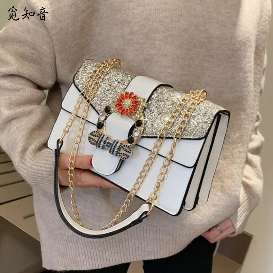 

European Fashion Female Diamond Bag 2019 New Quality Pu Leather Women's Designer Luxury Handbag Chain Shoulder Messenger Bags