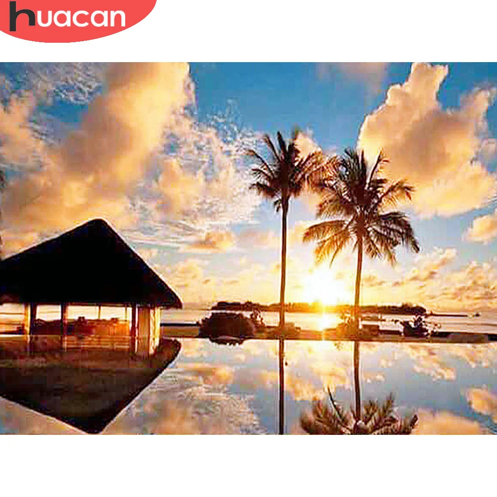 

HUACAN 5D Diamond Painting Seaside DIY Diamond Embroidery Landscape Cross Stitch Rhinestone Mosaic Full Square Home Decor Gift