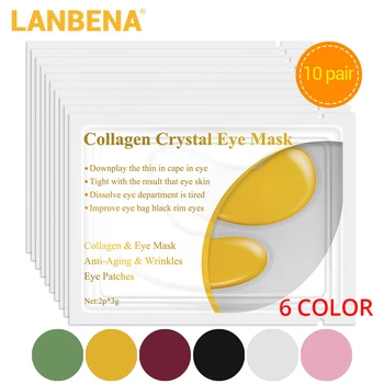 

10 Pairs = 20PCS LANBENA 24 K Gold Eye Mask Collagen Face Care Ageless Anti Aging Eye Bags Dark Circles Moisturizing Skin Care
