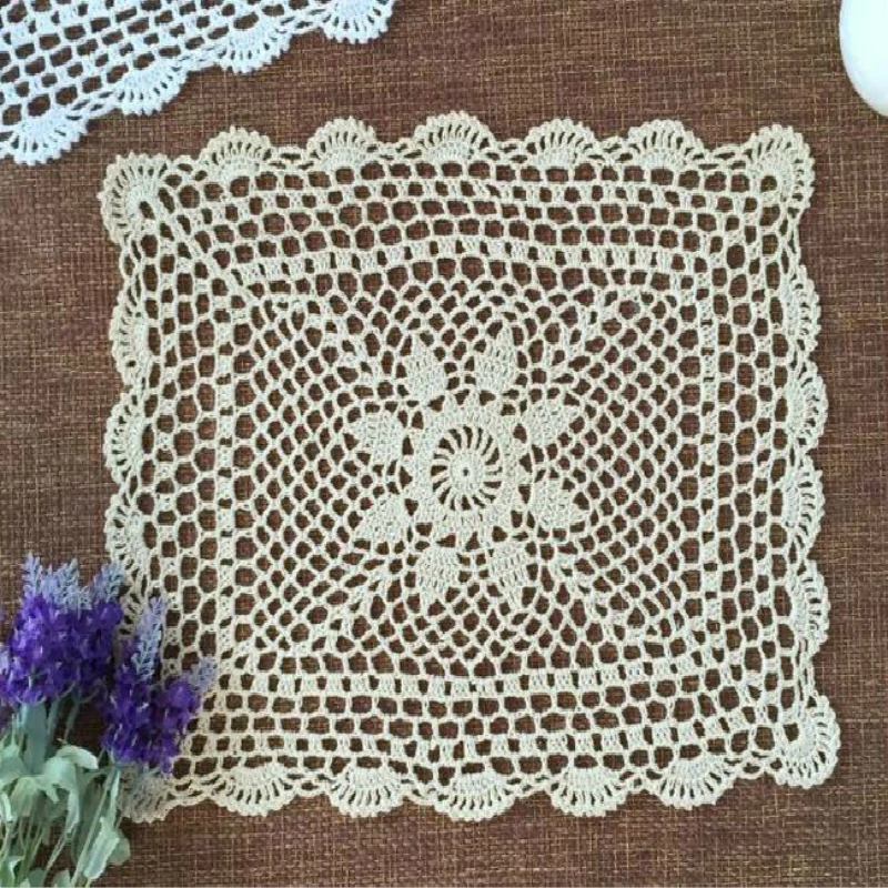 

Handmade Crochet White Table Cloth Mantel Cover Placemat Rectangular Lace Cotton Flower Tablecloth De Nappe Lin Wedding Decor