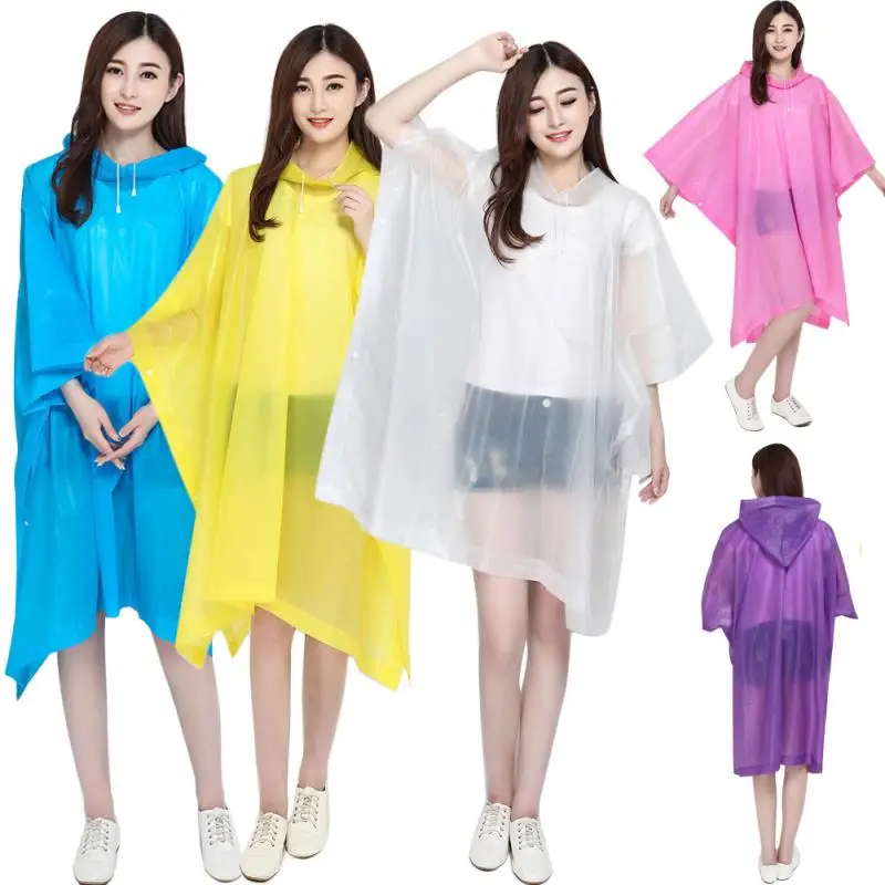 

EVA Adult Raincoat Thickened Waterproof Rain Cover Women Man Clear Transparent Camping Travel Rainwear Suit #919