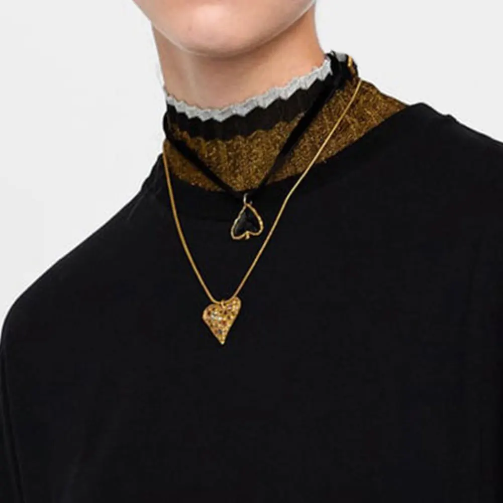 

JUST FEEL ZA Fashion 2pcs Heart Collar Necklaces For Women Long Chain Crystal Choker Necklace Rope Pendant Statement New Jewelry
