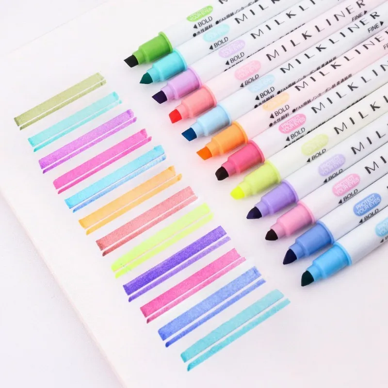 Buy 6/10/12PCS Double end Highlighter Pen Pastel
