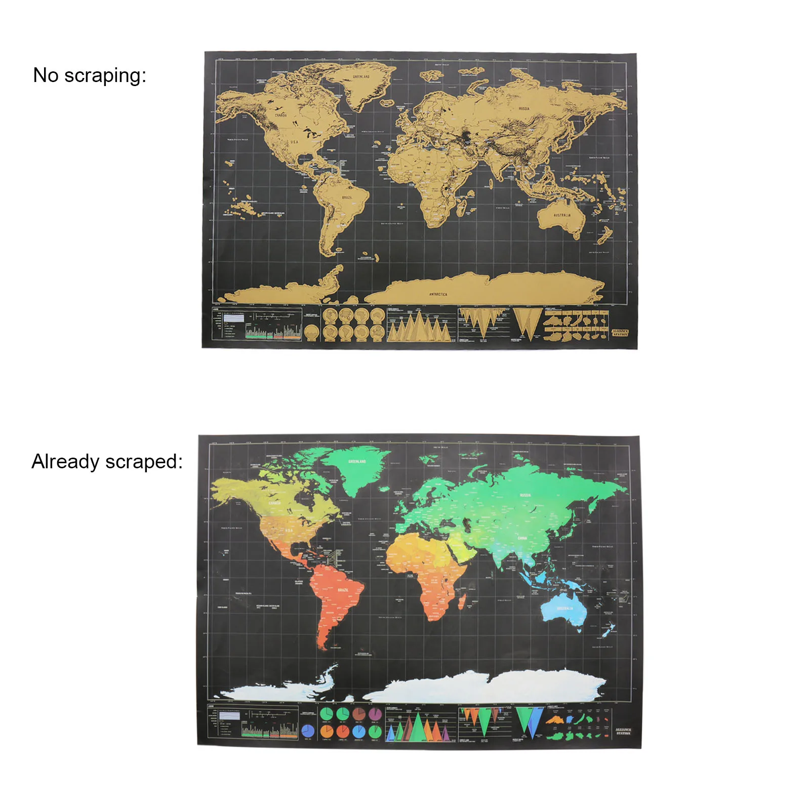 

Deluxe Erase Black Scratch Map World Wall Sticker Decoration Scratch Poster Mini Foil Layer Coating Travel Edition Journal Home